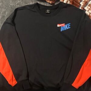 Nike Men's Black Sweater with Red and Blue Accents